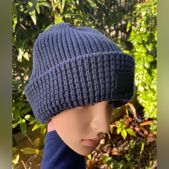All Saints Dark Blue /Black Knit Beanie Iggy Beanie Hat COLLEGIATE BLUE | ALLSAINTS US main image 2